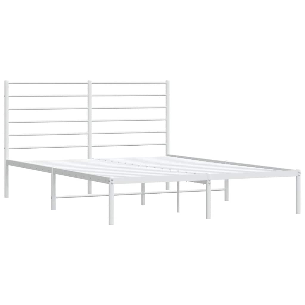 sengeramme med sengegavl 150x200 cm metal hvid