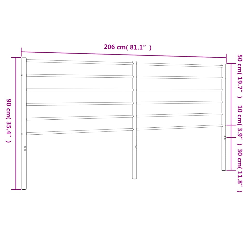 udskiftningsgavl 200 cm metal hvid