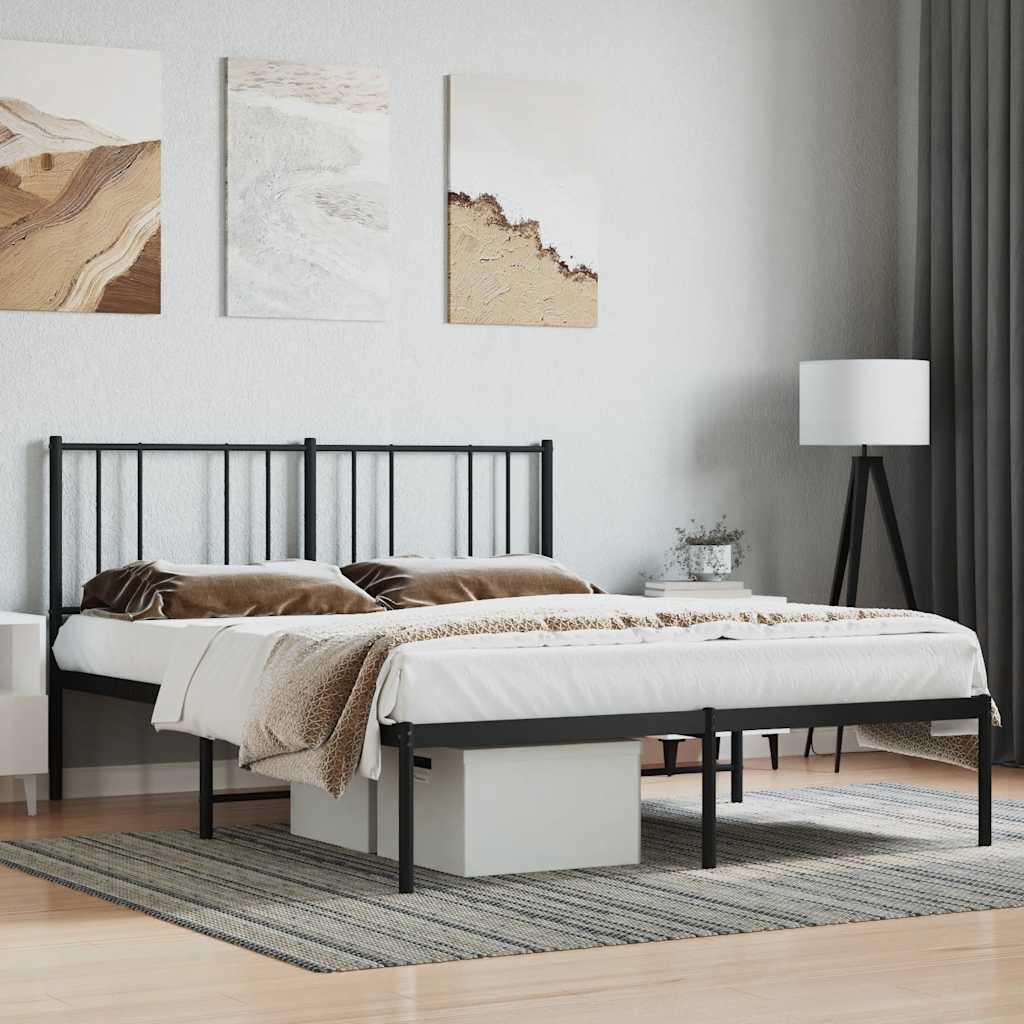 sengeramme med sengegavl 140x200 cm metal sort