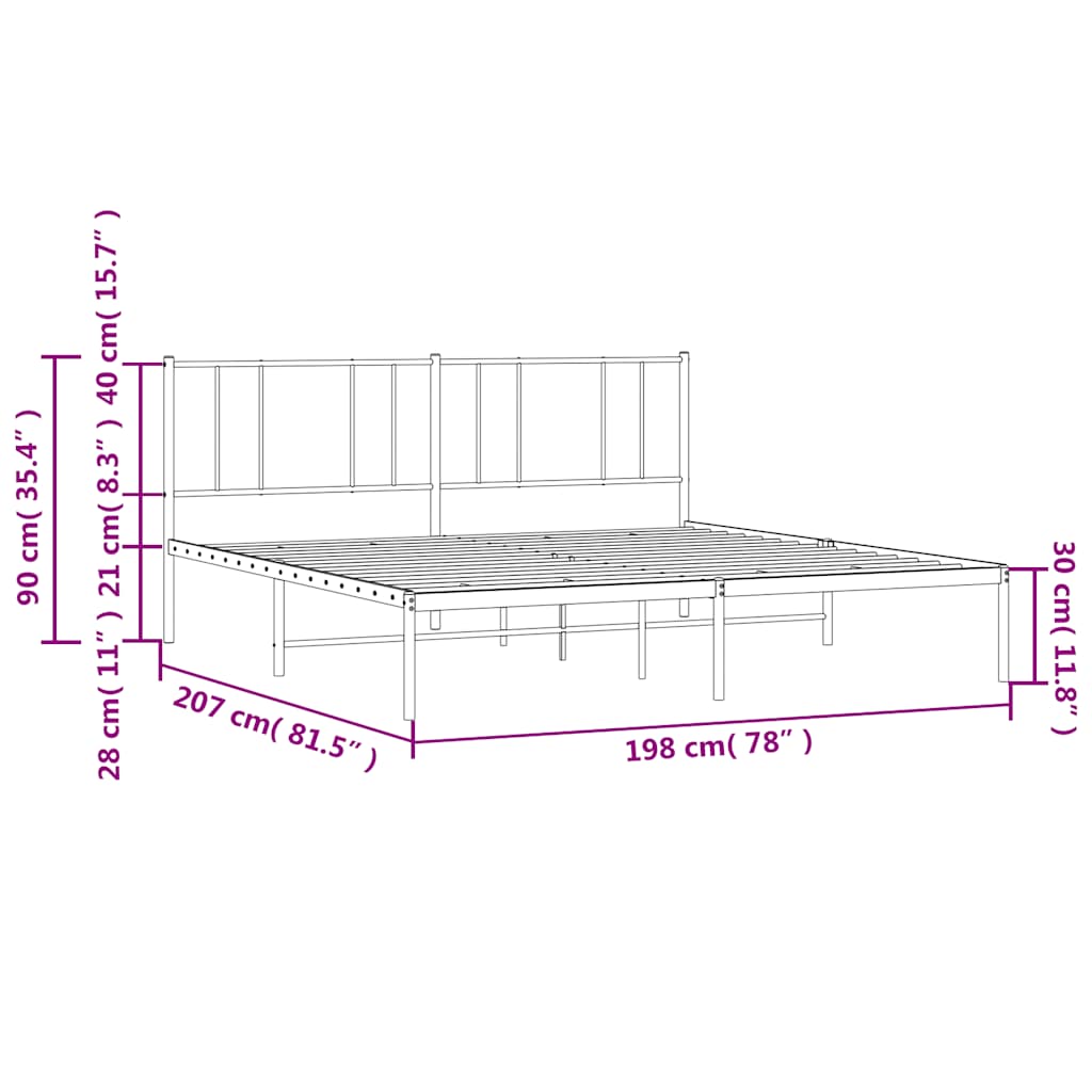 sengeramme med sengegavl 193x203 cm metal sort