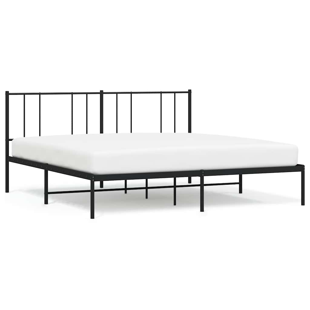 sengeramme med sengegavl 200x200 cm metal sort