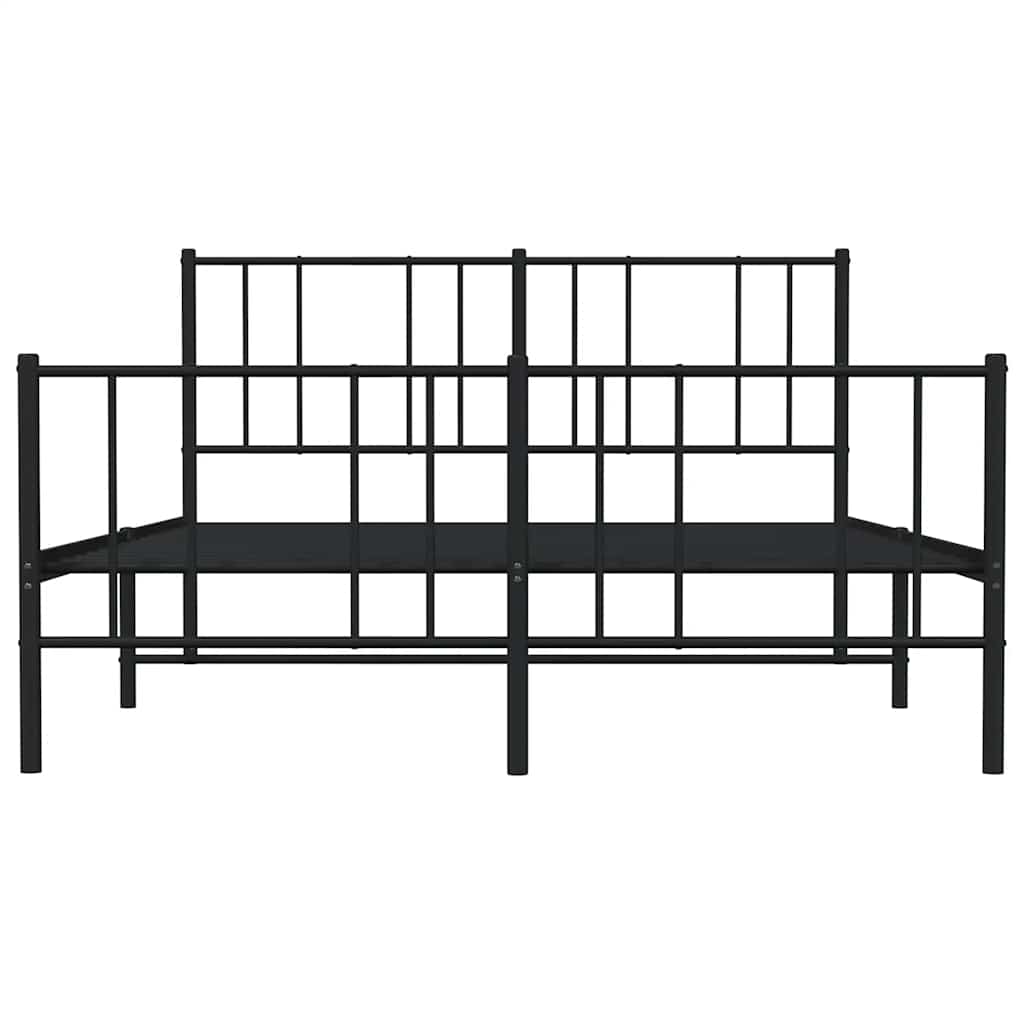 sengeramme med sengegavl og fodgærde 140x190 cm metal sort