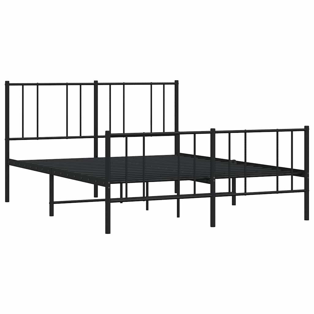 sengeramme med sengegavl og fodgærde 140x200 cm metal sort