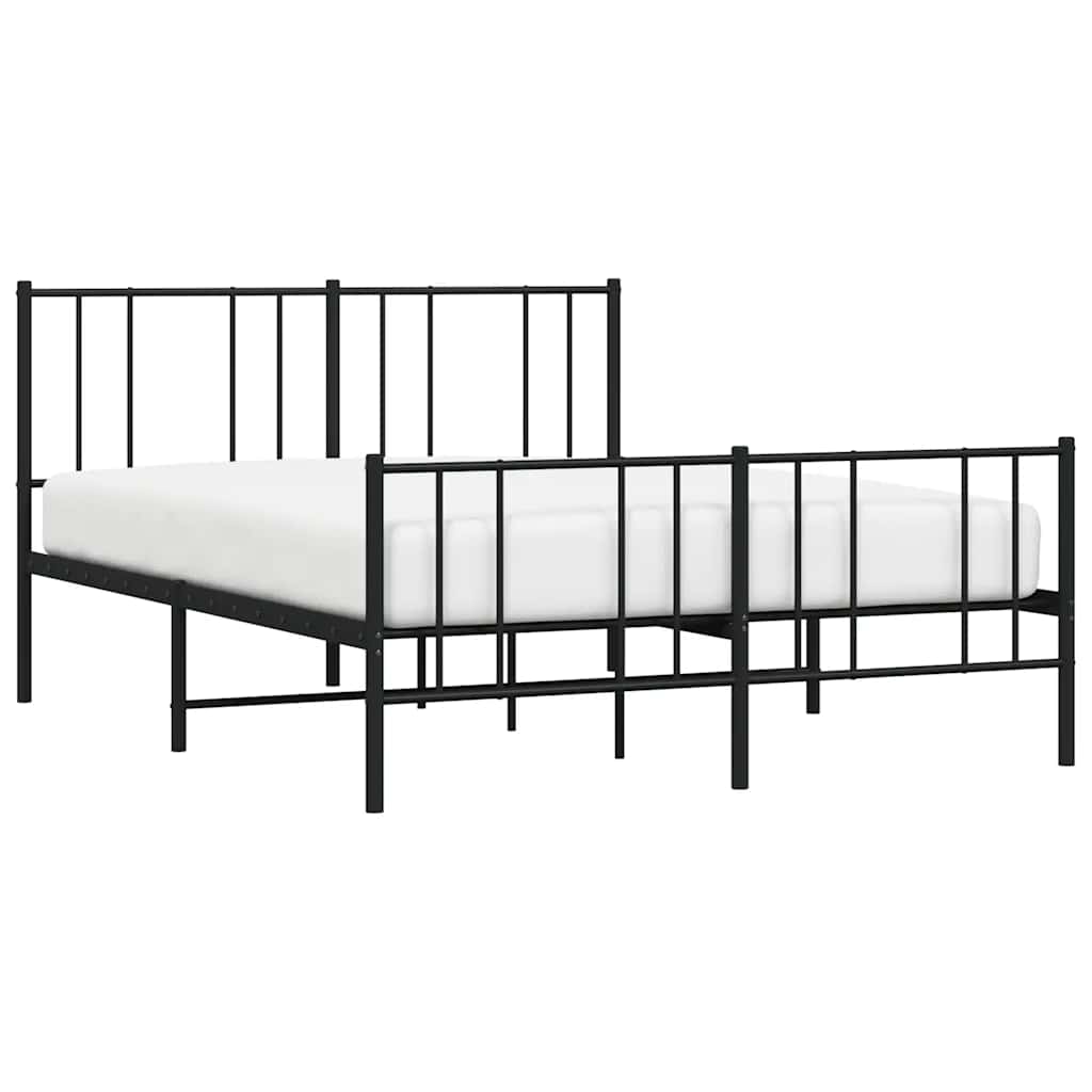 sengeramme med sengegavl og fodgærde 140x200 cm metal sort
