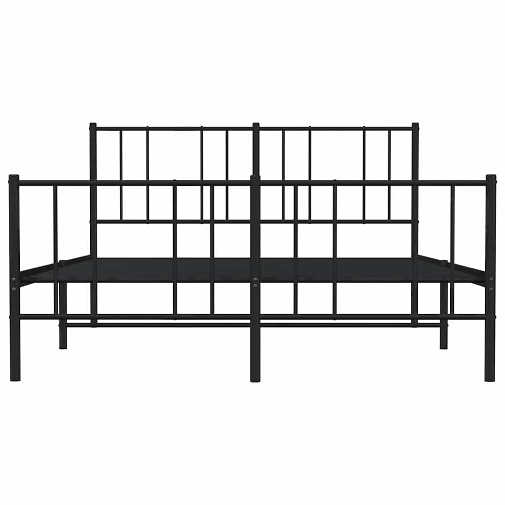 sengeramme med sengegavl og fodgærde 140x200 cm metal sort