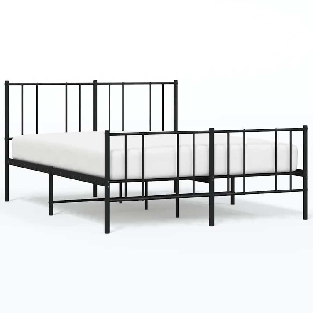 sengeramme med sengegavl og fodgærde 150x200 cm metal sort