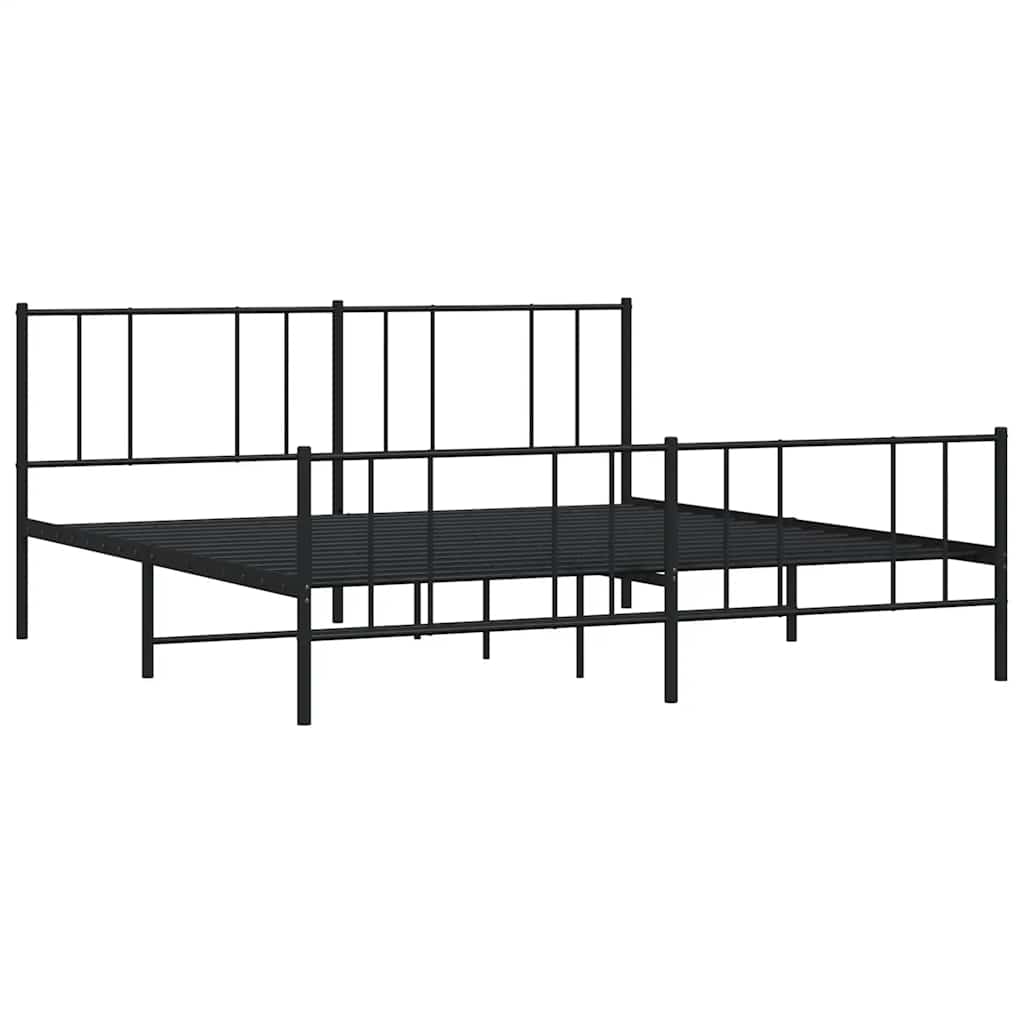 sengeramme med sengegavl og fodgærde 193x203 cm metal sort