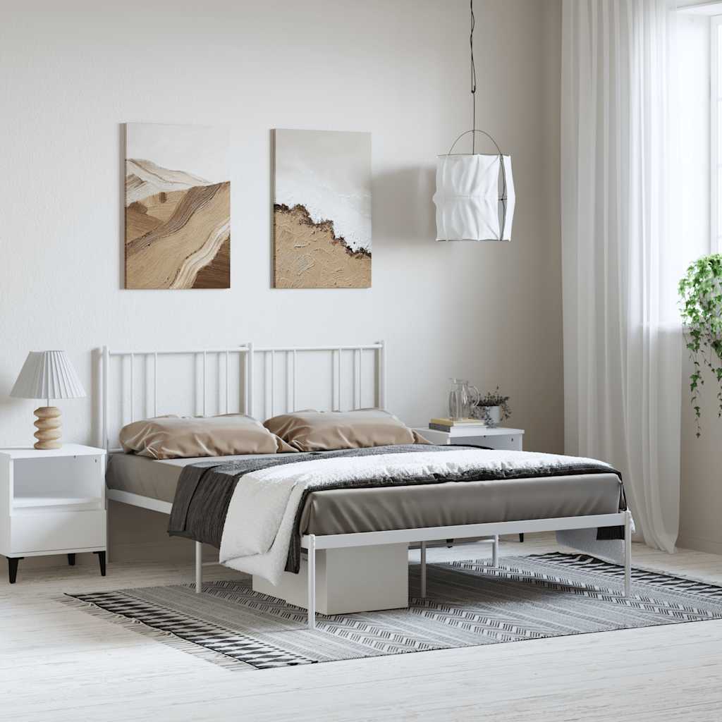sengeramme med sengegavl 135x190 cm metal hvid