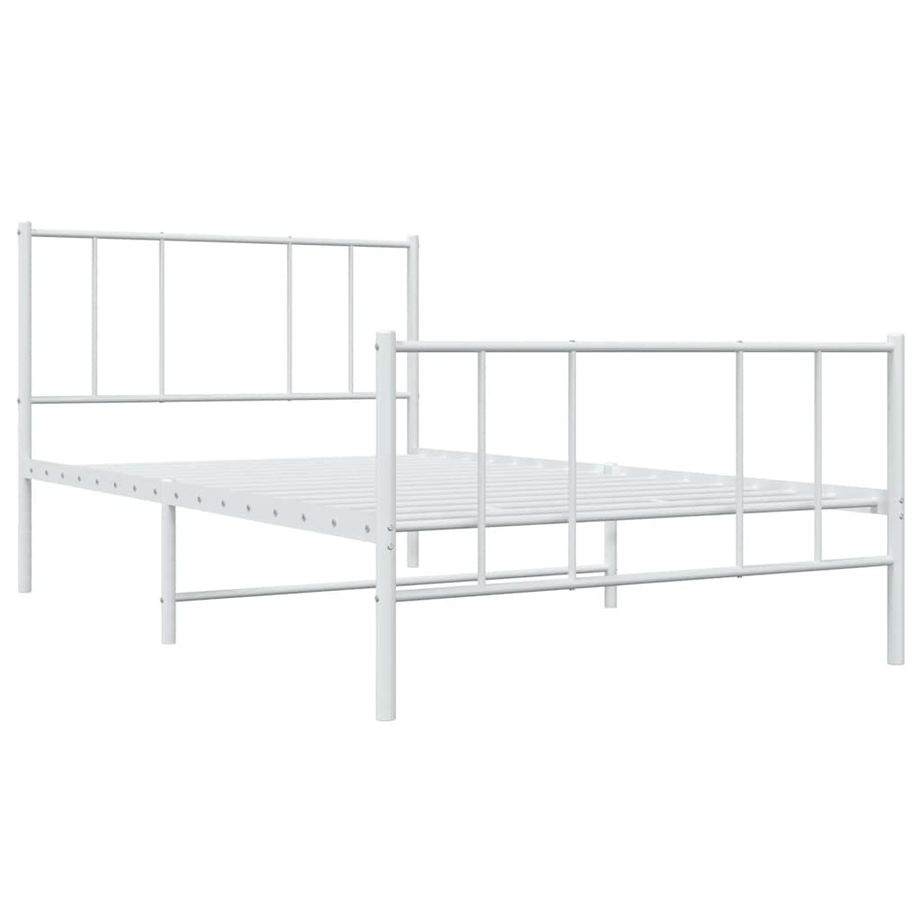 sengeramme med sengegavl og fodgærde 90x190 cm metal hvid