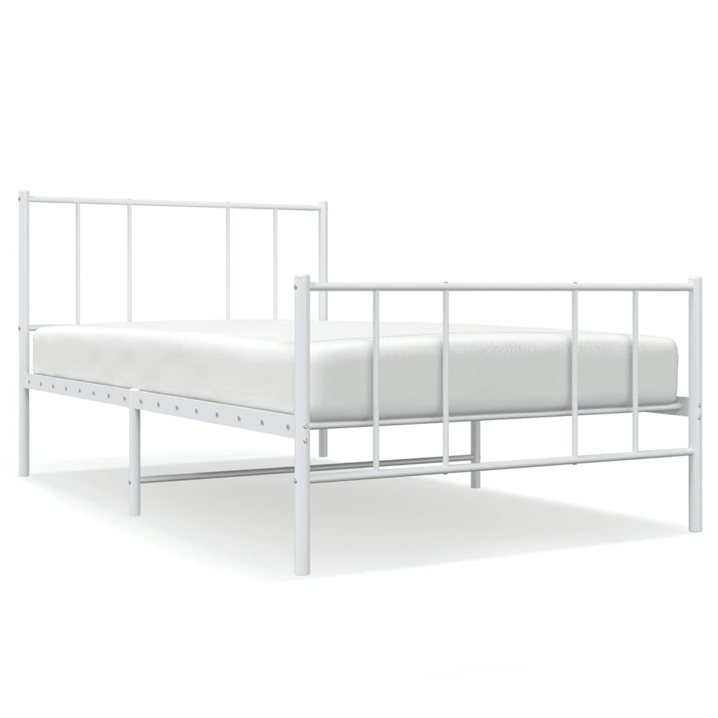 sengeramme med sengegavl og fodgærde 100x200 cm metal hvid