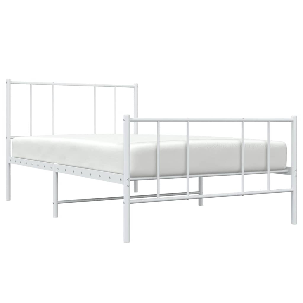 sengeramme med sengegavl og fodgærde 100x200 cm metal hvid