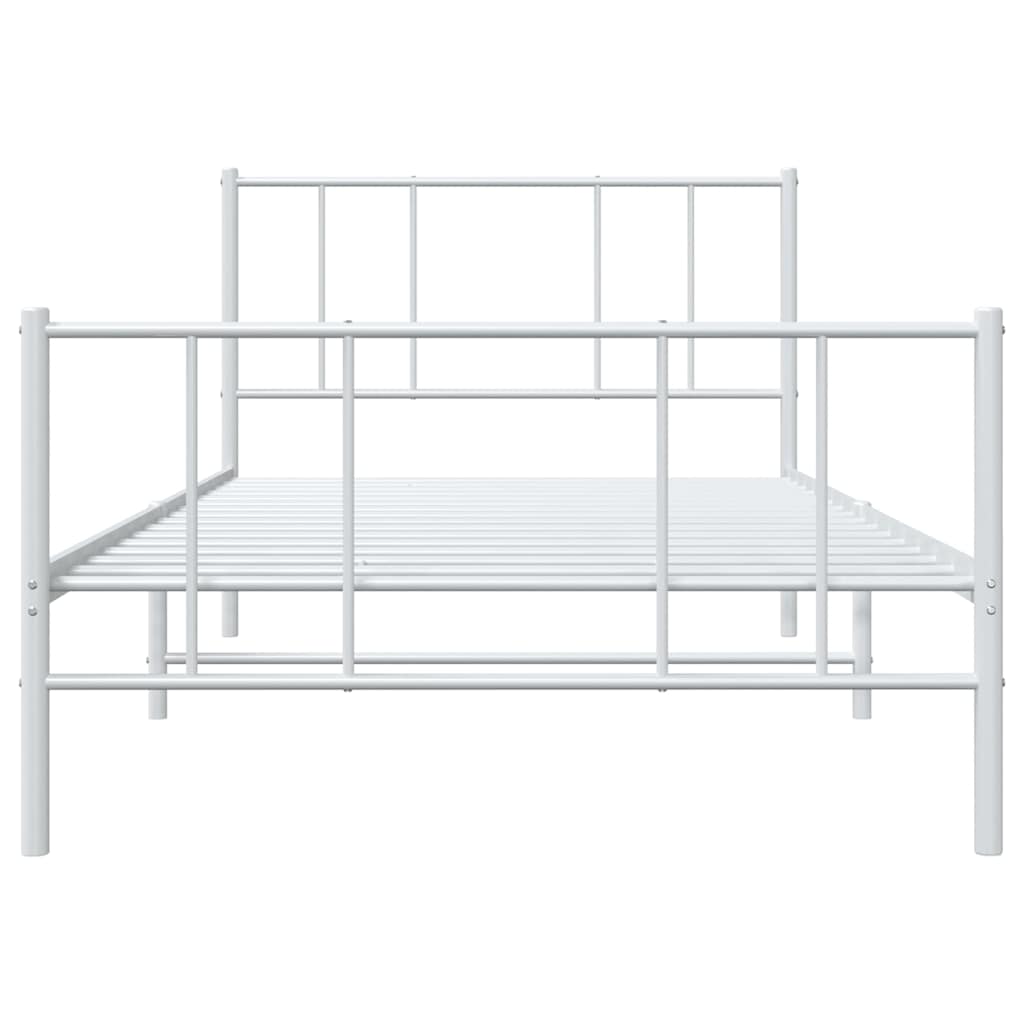 sengeramme med sengegavl og fodgærde 100x200 cm metal hvid