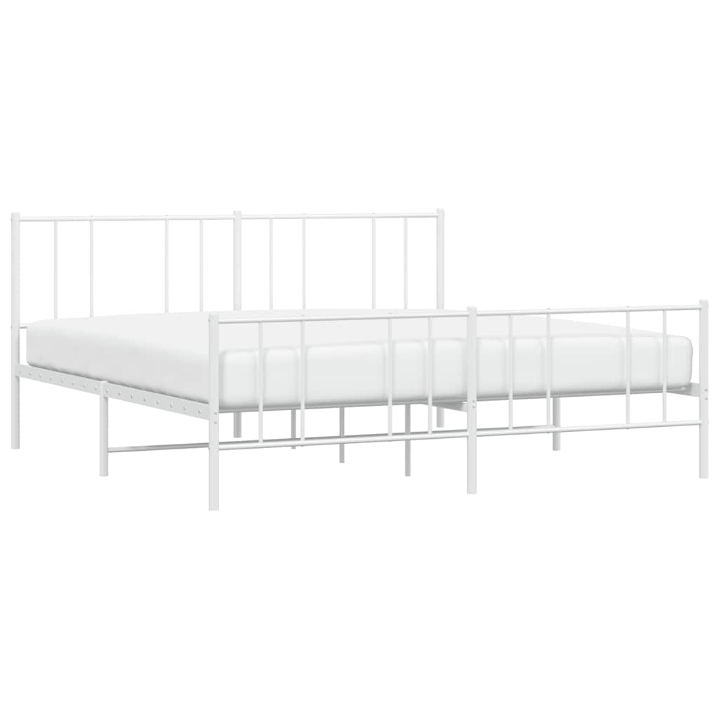 sengeramme med sengegavl og fodgærde 180x200 cm metal hvid