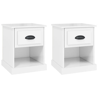 sengeborde 2 stk. 39x39x47,5 cm konstrueret træ hvid højglans