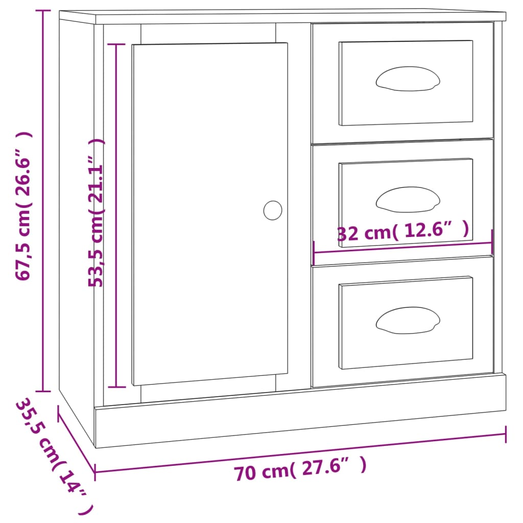 skænk 70x35,5x67,5 cm konstrueret træ betongrå