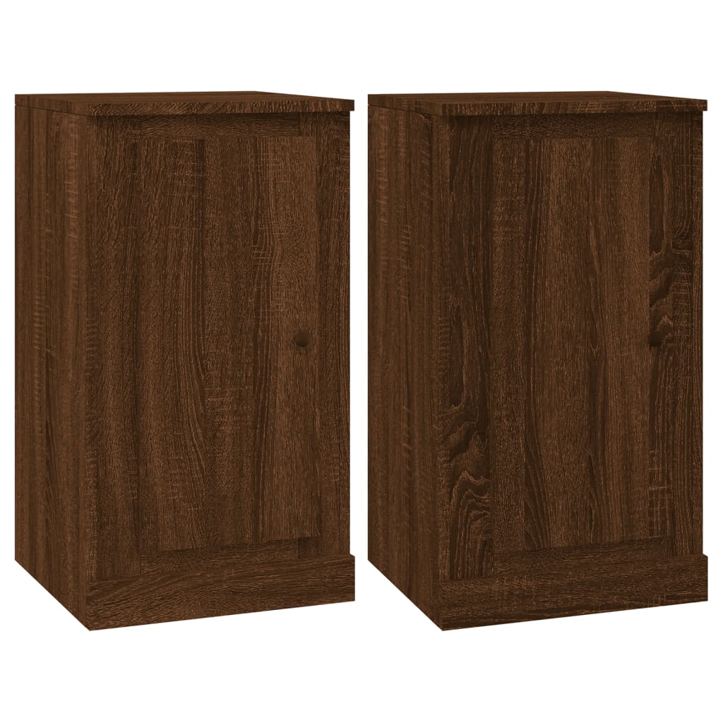 skænke 2 stk. 37,5x35,5x67,5 cm konstrueret træ brunt egetræ