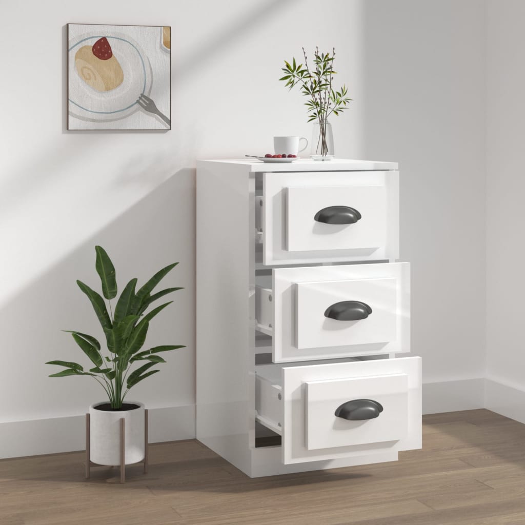 skænk 36x35,5x67,5 cm konstrueret træ hvid højglans