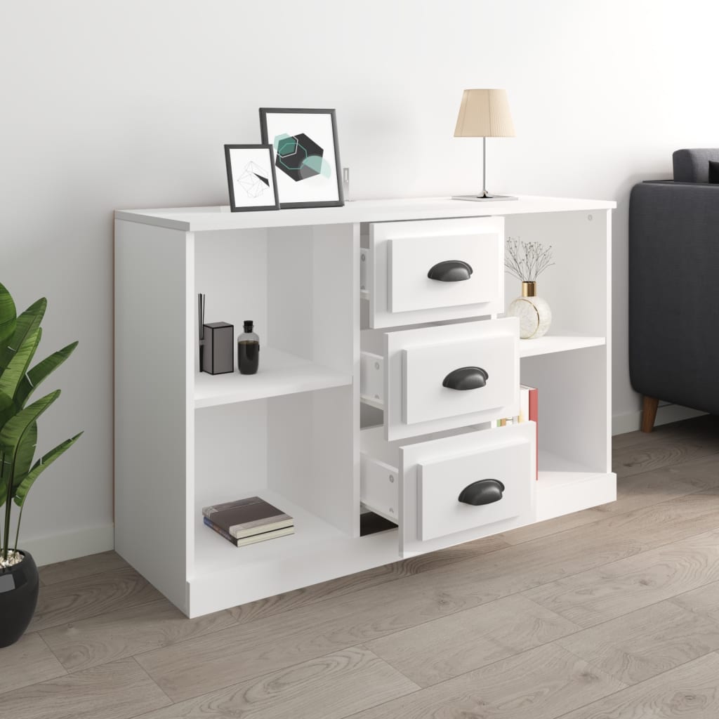 skænk 104,5x35,5x67,5 cm konstrueret træ hvid højglans