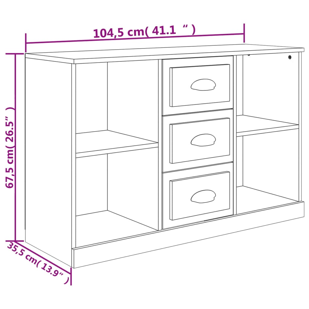 skænk 104,5x35,5x67,5 cm konstrueret træ hvid højglans
