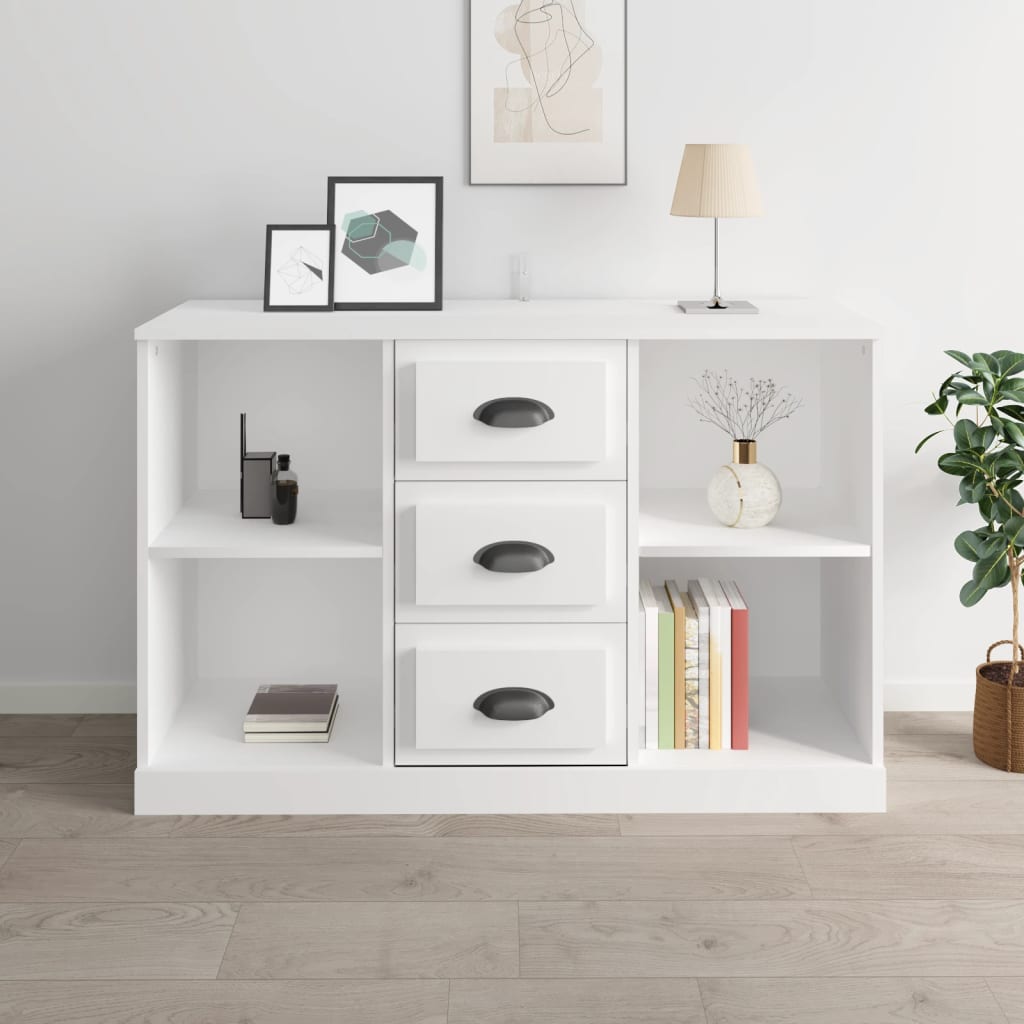 skænk 104,5x35,5x67,5 cm konstrueret træ hvid højglans