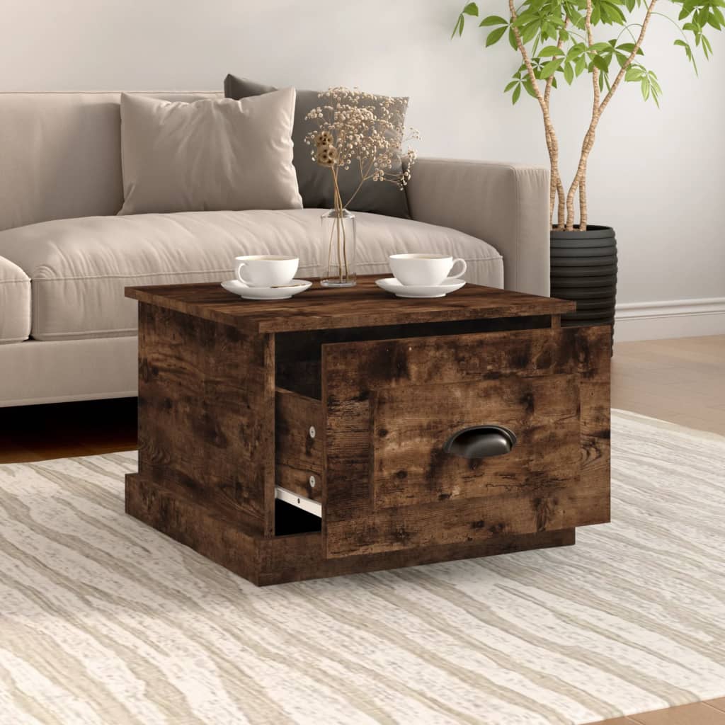 sofabord 50x50x35 cm konstrueret træ røget egetræsfarve