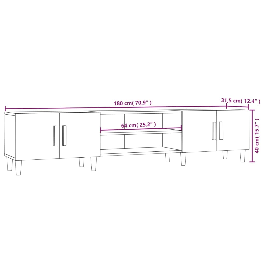 TV-skab Sonoma eg 180x31,5x40 cm konstrueret træ