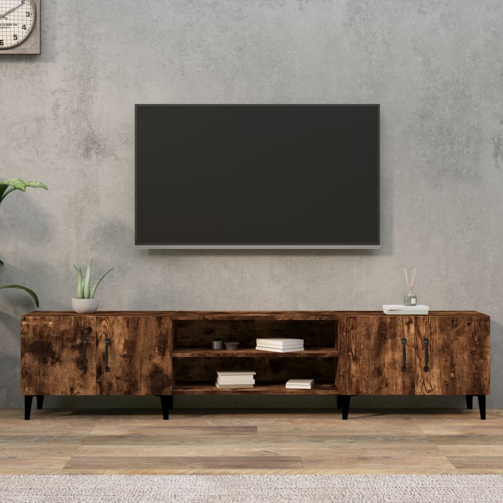 tv-bord 180x31,5x40 cm konstrueret træ røget egetræsfarve