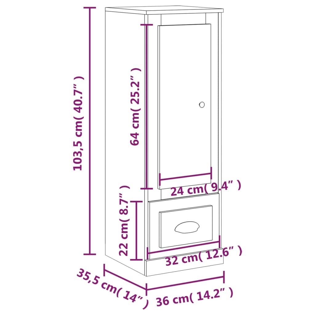 skab 36x35,5x103,5 cm konstrueret træ sonoma-eg