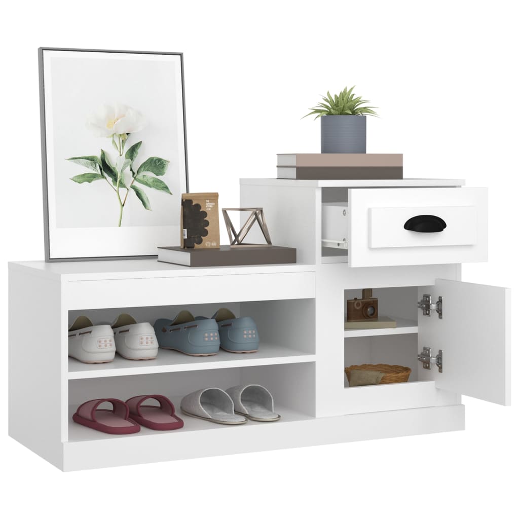 skoskab 100x42x60 cm konstrueret træ hvid