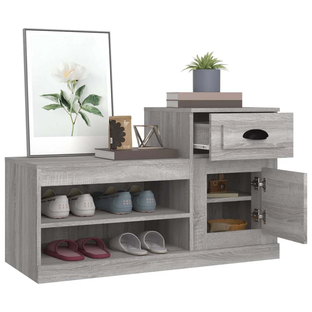 skoskab 100x42x60 cm konstrueret træ grå sonoma-eg