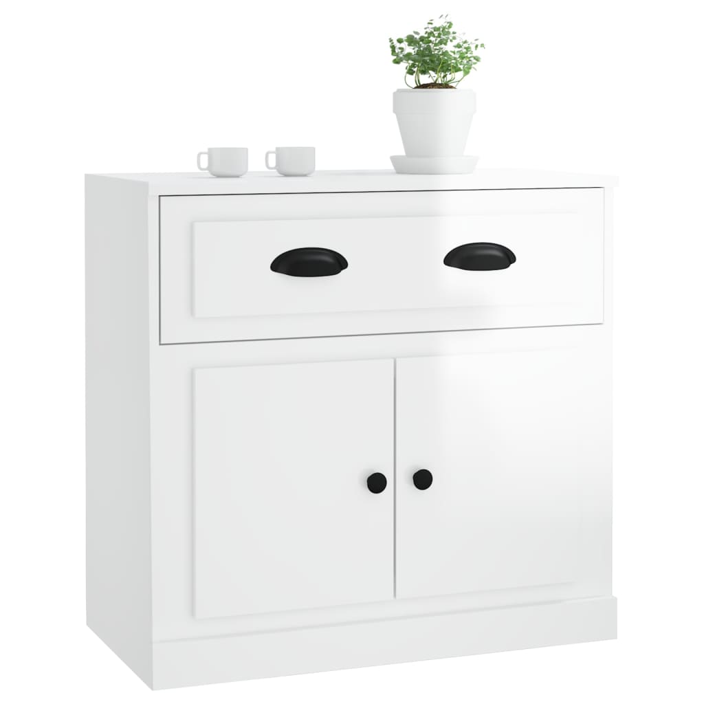 skænk 70x35,5x67,5 cm konstrueret træ hvid højglans
