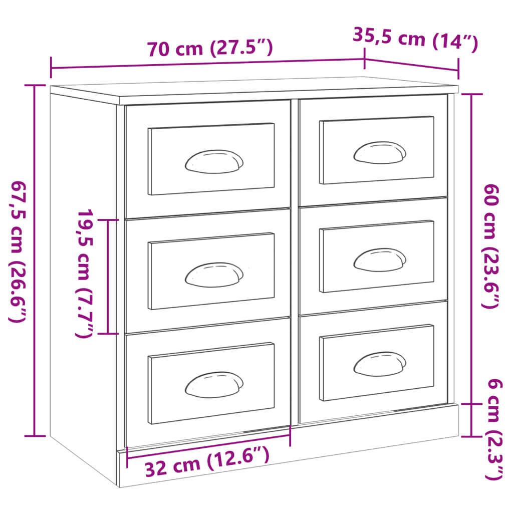 skænk 70x35,5x67,5 cm konstrueret træ sonoma-eg