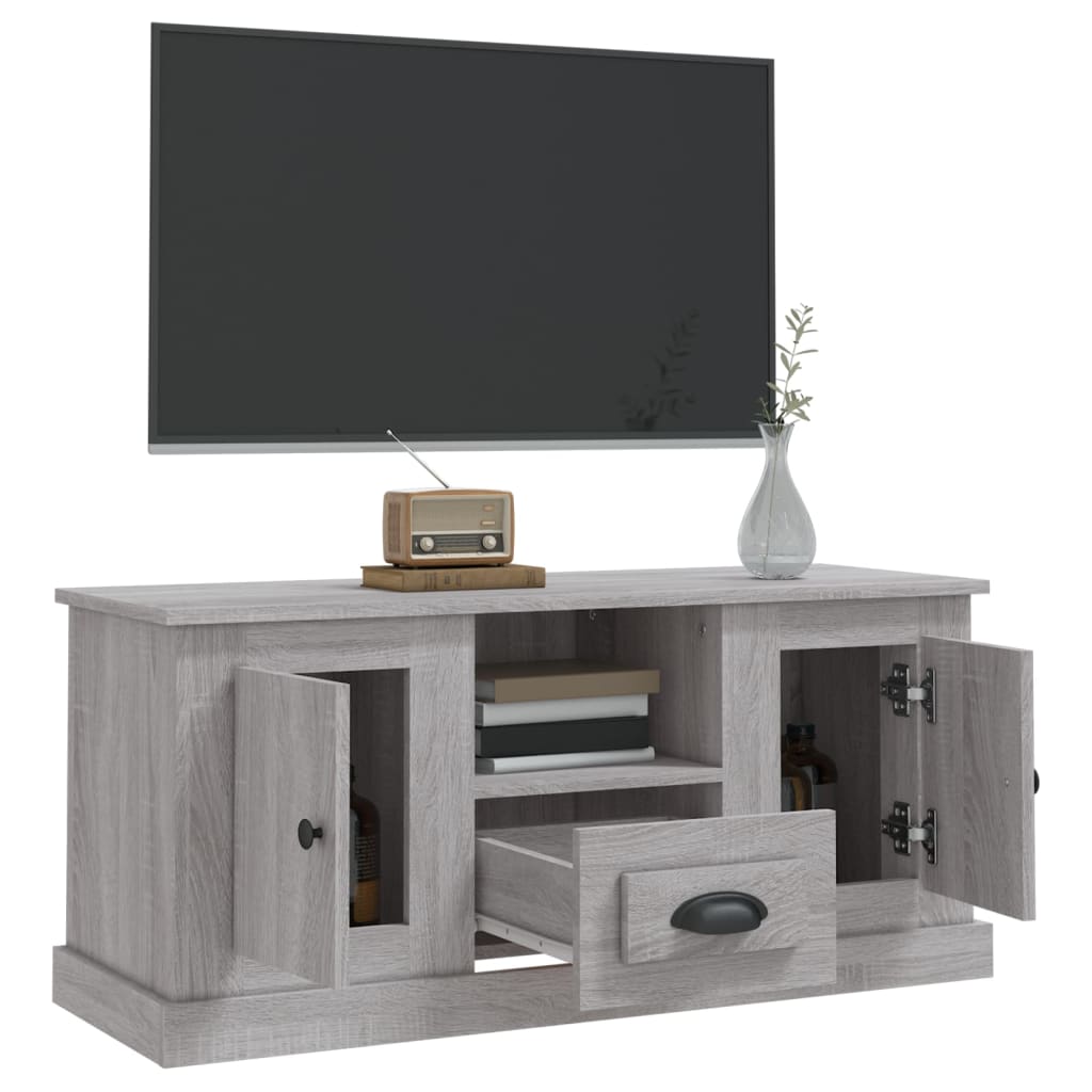 tv-bord 100x35,5x45 cm konstrueret træ grå sonoma-eg