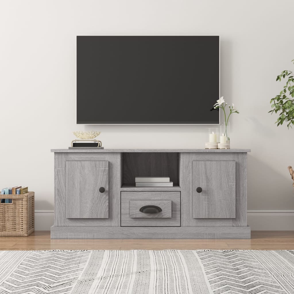 tv-bord 100x35,5x45 cm konstrueret træ grå sonoma-eg