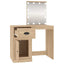 makeupbord med LED-lys 90x50x132,5 cm konstrueret træ sonoma-eg