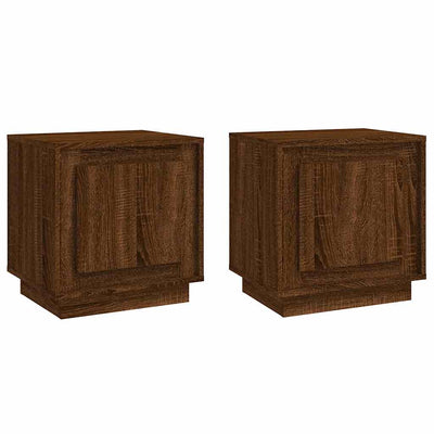 sengeborde 2 stk. 44x35x45 cm konstrueret træ brun egetræsfarve