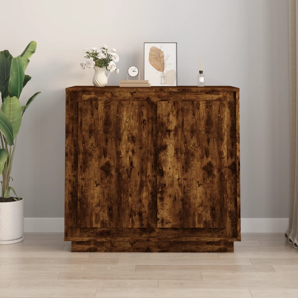 skænk 80x34x75 cm konstrueret træ røget egetræsfarve