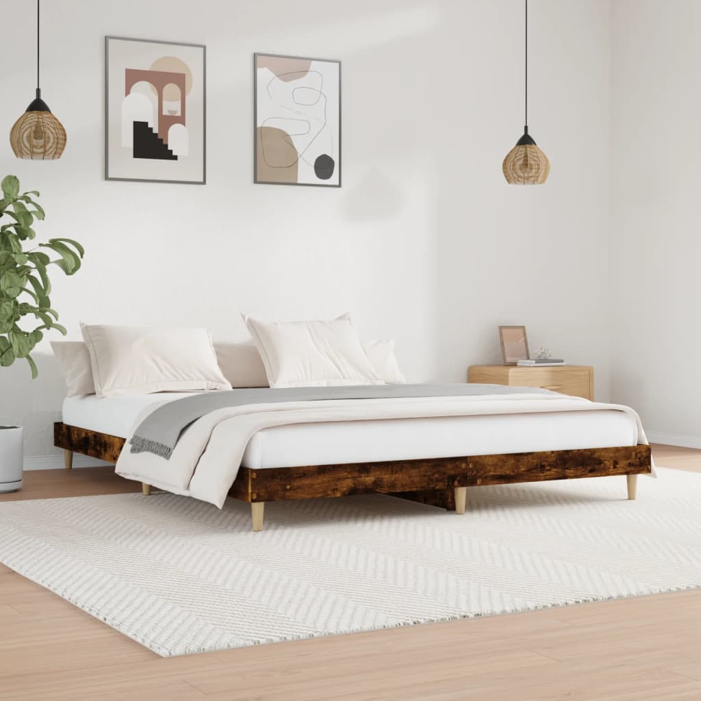 sengeramme uden madras 200x200 cm konstrueret træ røget eg