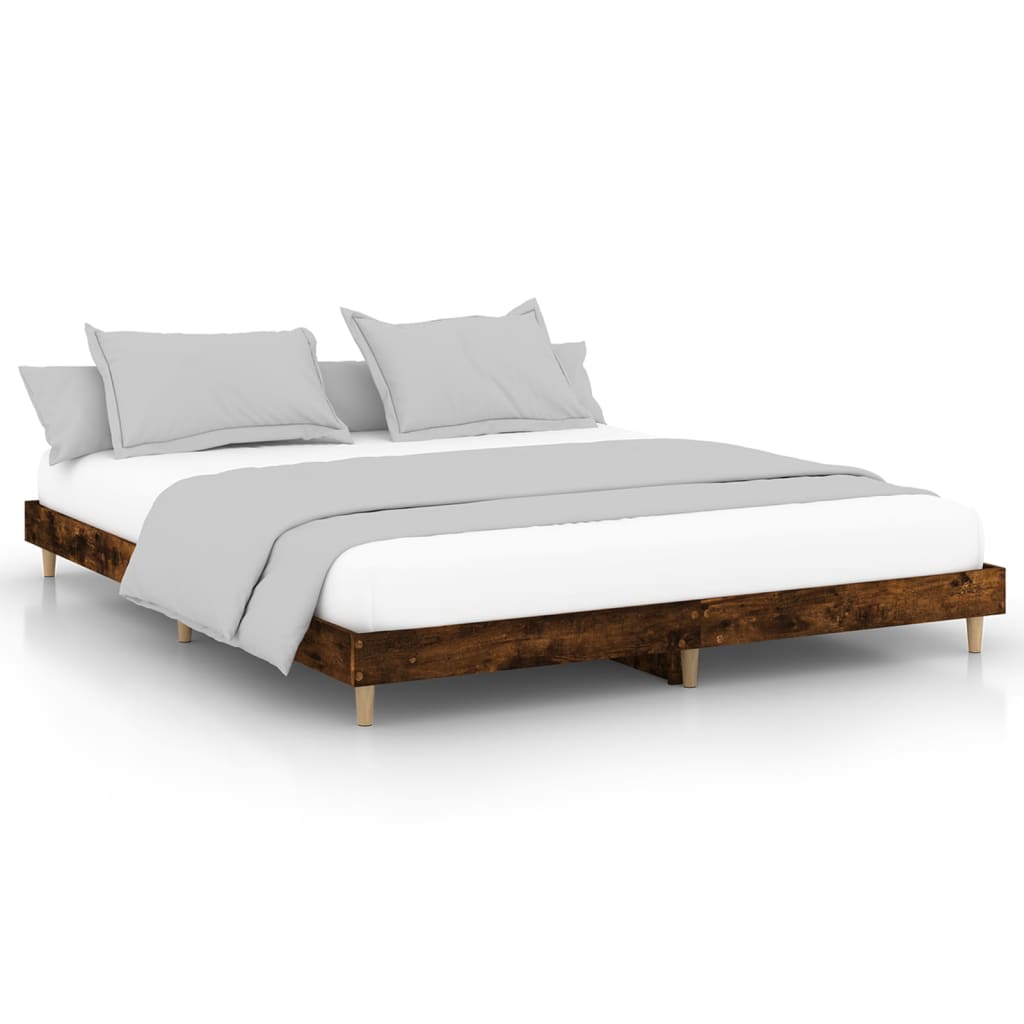 sengeramme 150x200 cm uden madras konstrueret træ røget eg