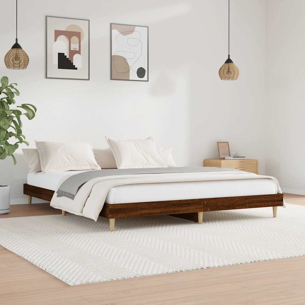 sengeramme 120x200 cm uden madras konstrueret træ brunt eg