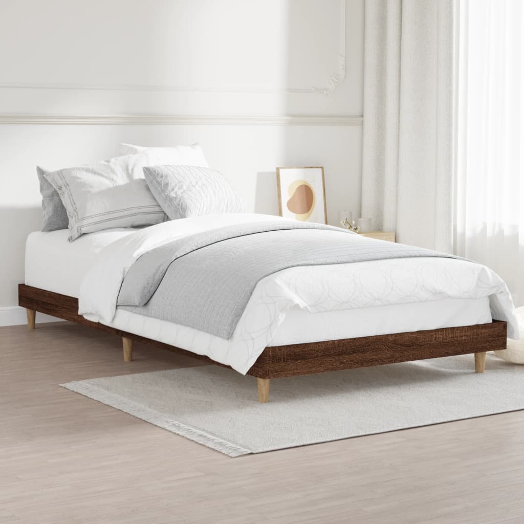 sengeramme 100x200 cm uden madras konstrueret træ brunt eg