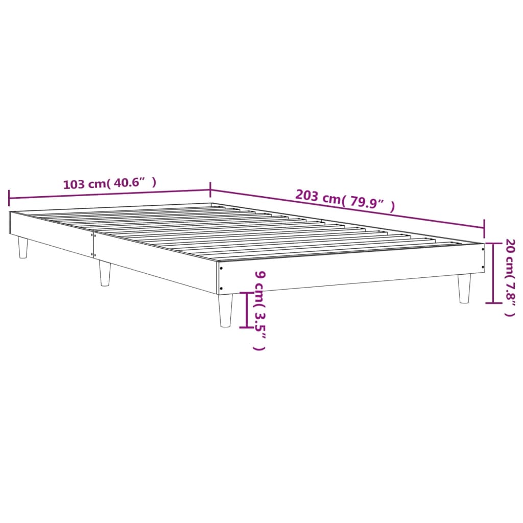 sengeramme 100x200 cm uden madras konstrueret træ brunt eg