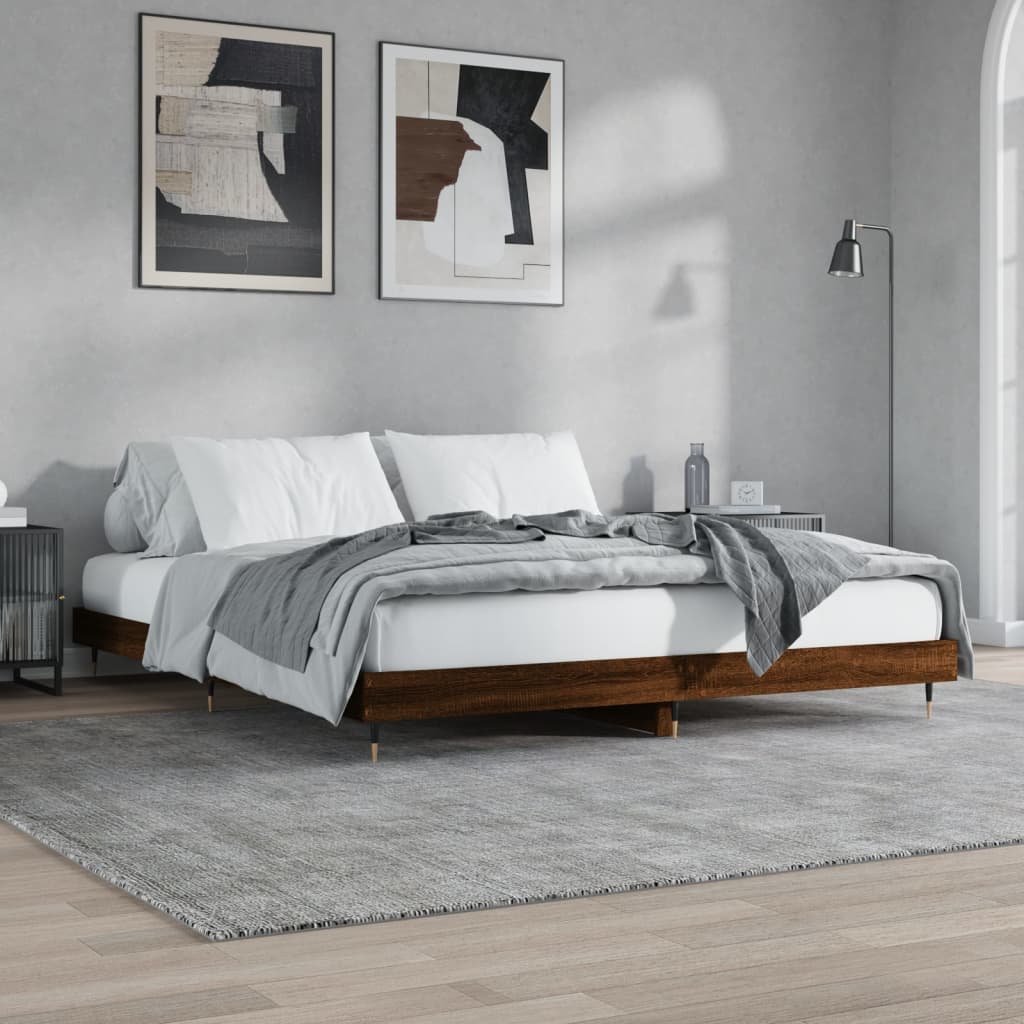 sengeramme uden madras 200x200 cm konstrueret træ brun eg