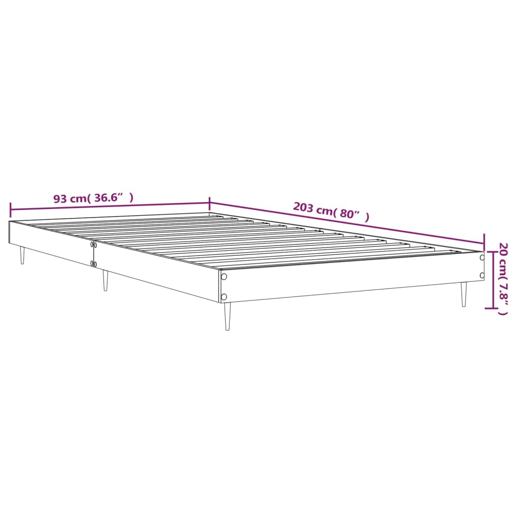 sengeramme 90x200 cm konstrueret træ betongrå