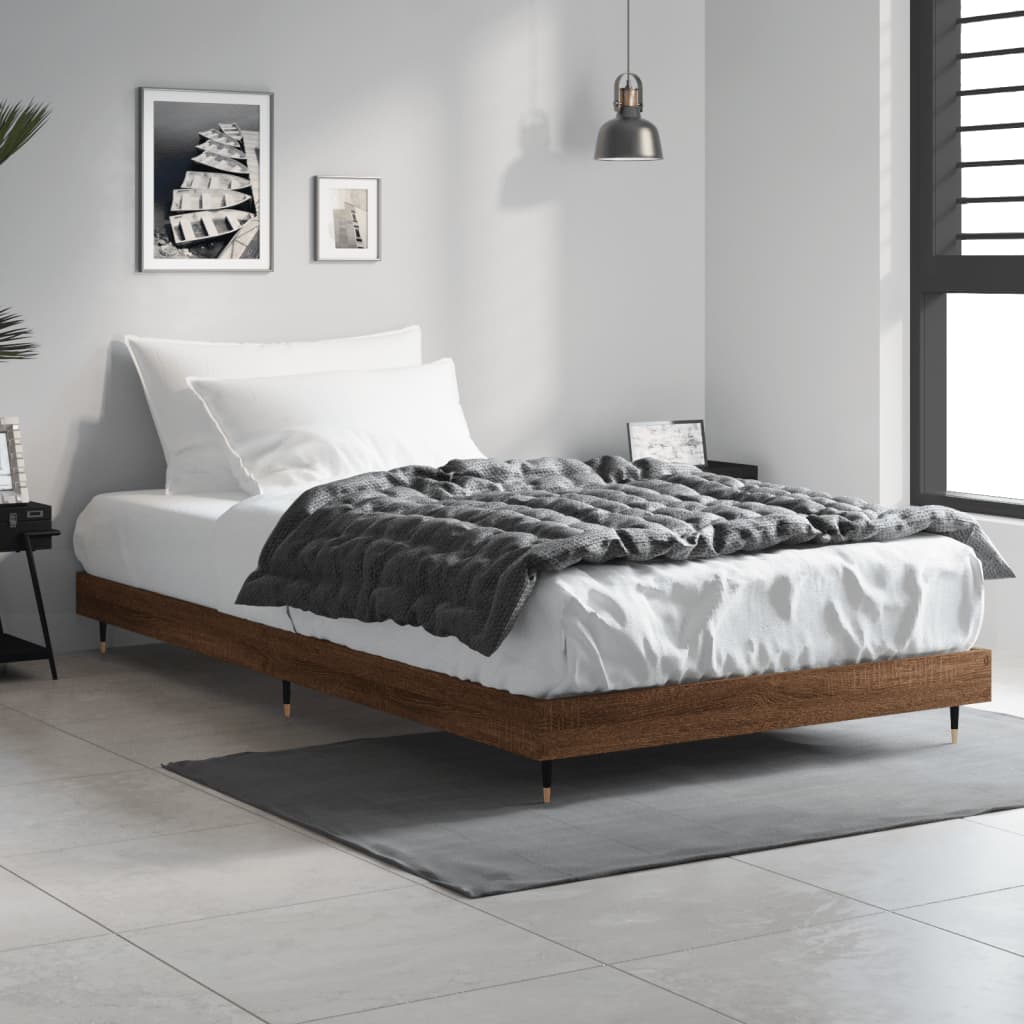 sengeramme 90x190 cm uden madras konstrueret træ brunt eg