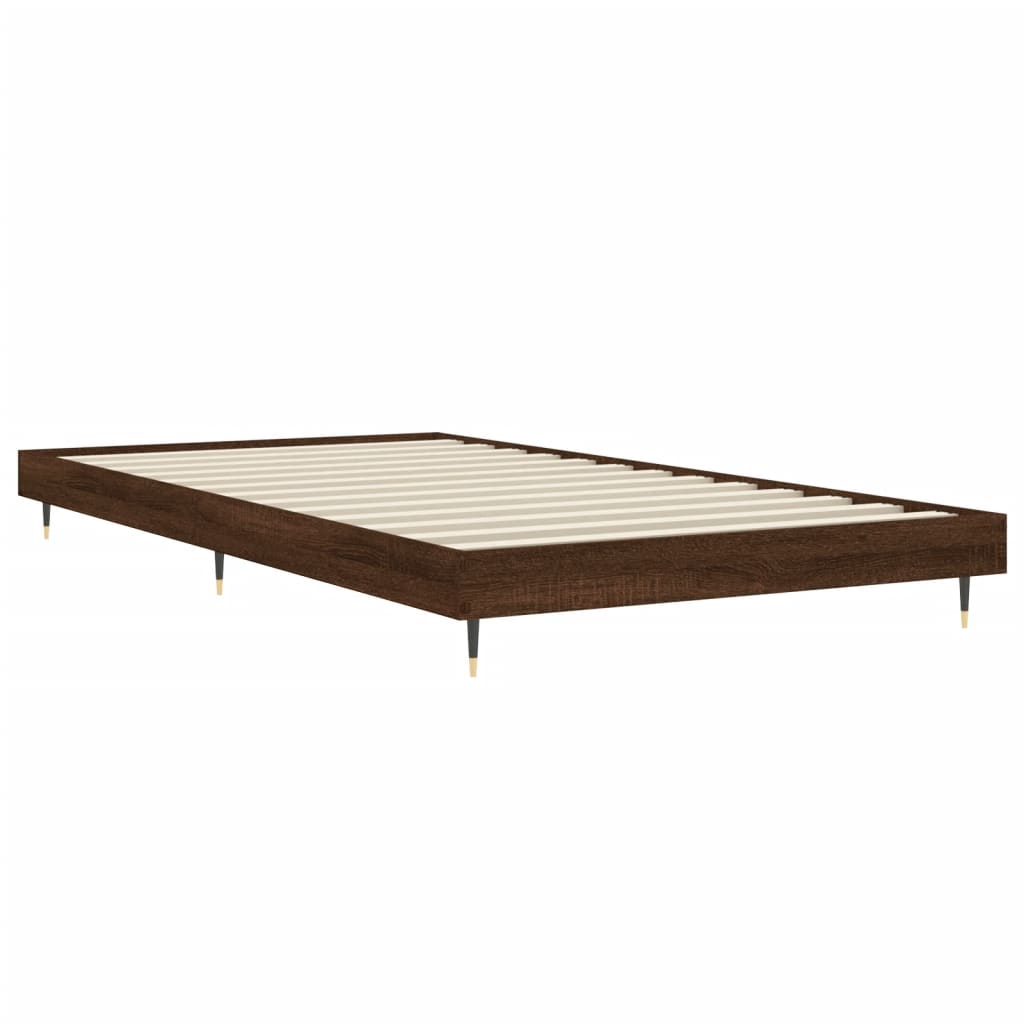 sengeramme 90x190 cm uden madras konstrueret træ brunt eg