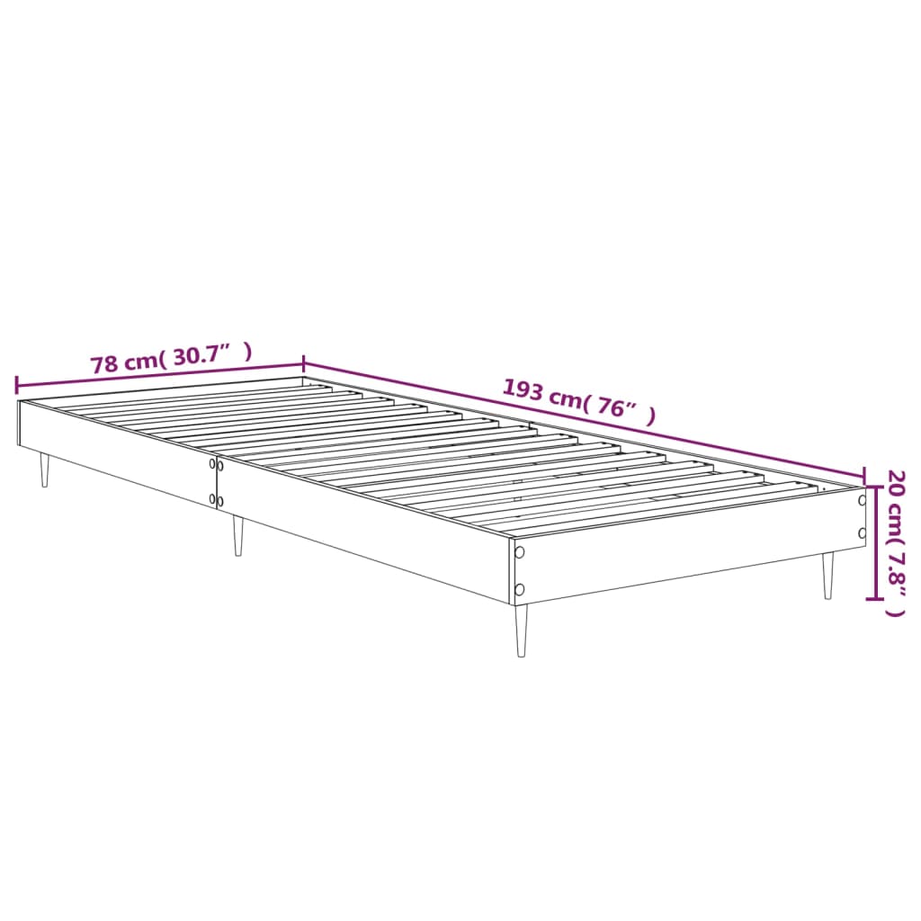 sengeramme 75x190 cm konstrueret træ sort