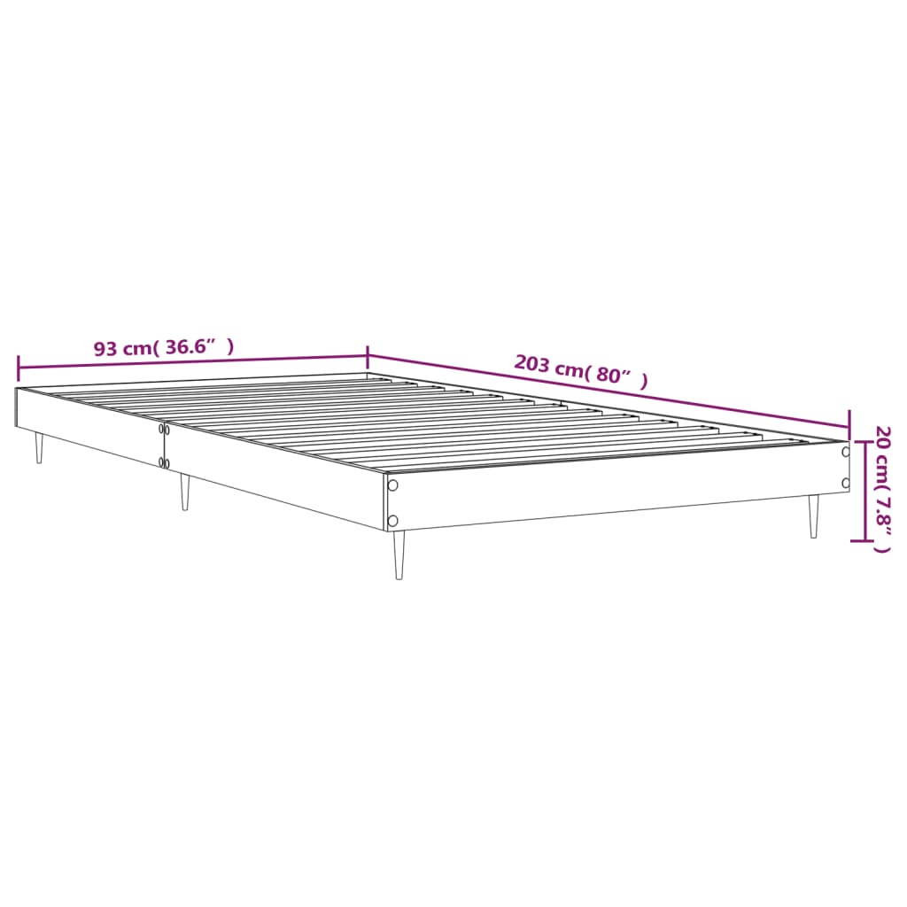 sengeramme 90x200 cm konstrueret træ sort