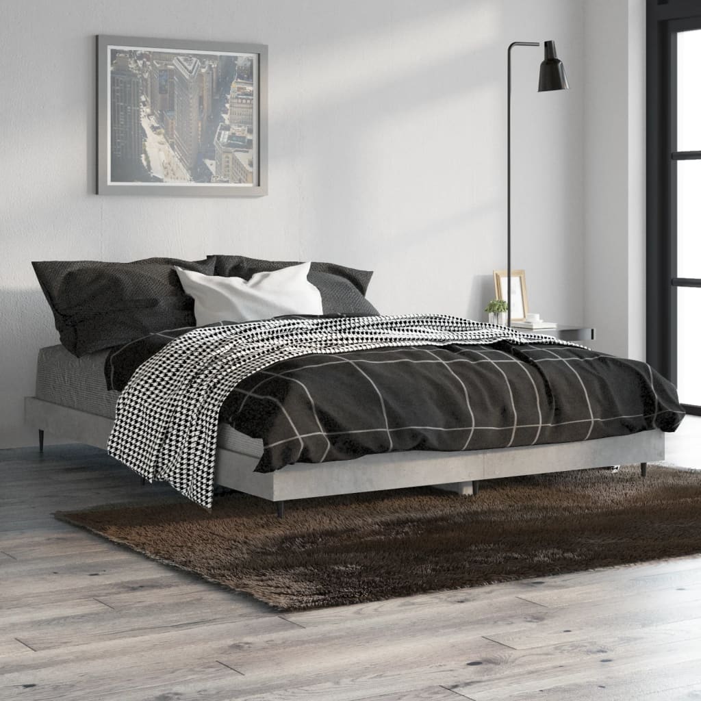 sengestel 135x190 cm konstrueret træ betongrå