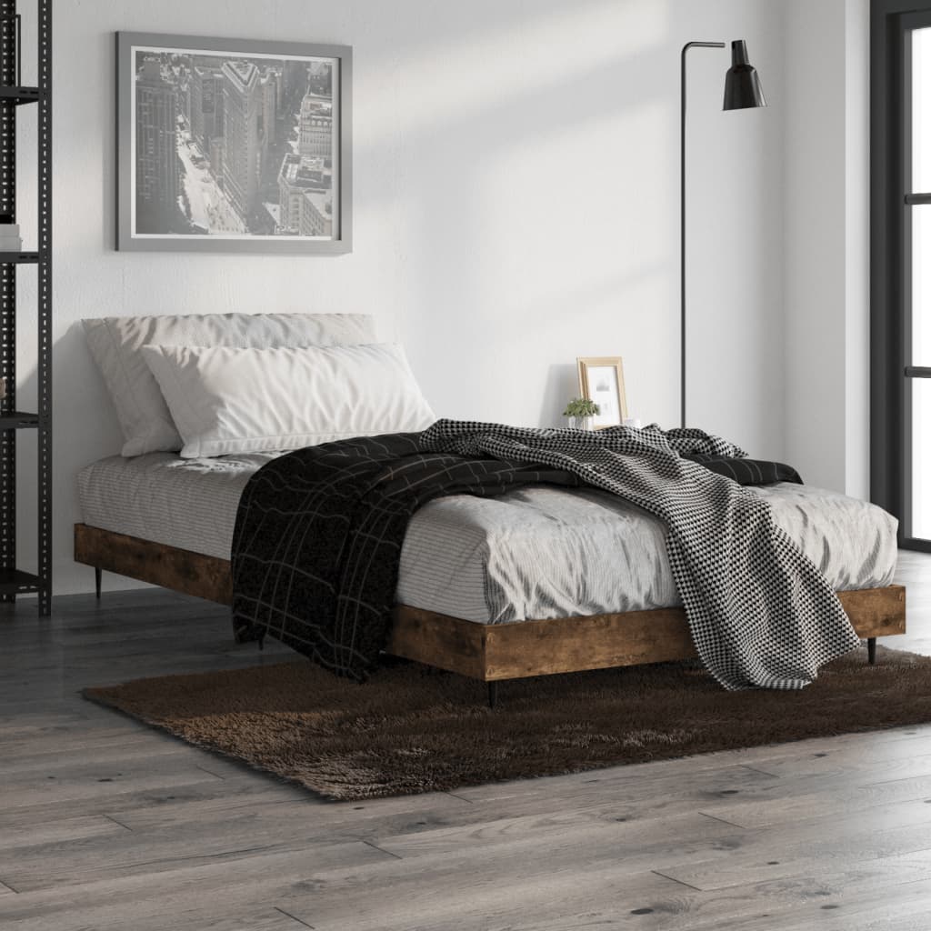 sengeramme 90x190 cm uden madras konstrueret træ røget eg